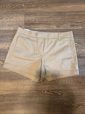 J. Crew Women's Khaki Cotton Blend Mid-Rise Shorts